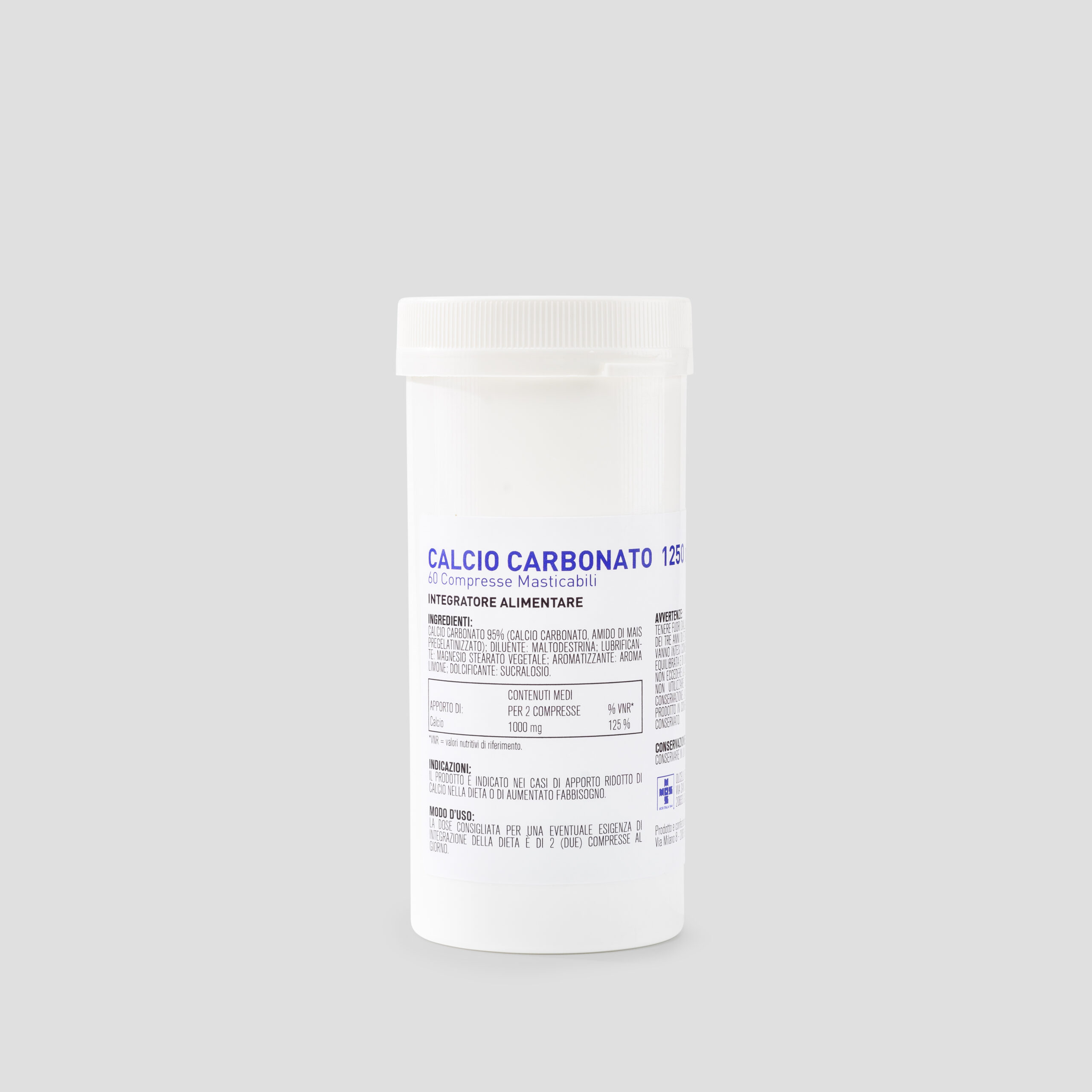 Calcio carbonato 1250mg - 60 cpr masticabili